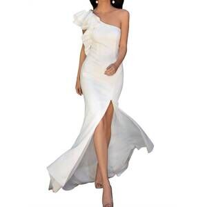 NEW CLARISSE one shoulder maxi mermaid dress in ivory